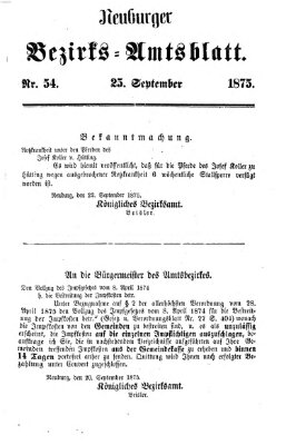 Neuburger Bezirks-Amtsblatt Samstag 25. September 1875