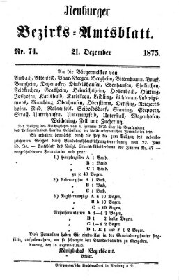 Neuburger Bezirks-Amtsblatt Dienstag 21. Dezember 1875