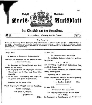 Königlich-bayerisches Kreis-Amtsblatt der Oberpfalz und von Regensburg (Königlich bayerisches Intelligenzblatt für die Oberpfalz und von Regensburg)