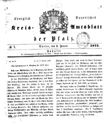 Königlich-bayerisches Kreis-Amtsblatt der Pfalz (Königlich bayerisches Amts- und Intelligenzblatt für die Pfalz) Freitag 8. Januar 1875