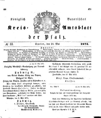 Königlich-bayerisches Kreis-Amtsblatt der Pfalz (Königlich bayerisches Amts- und Intelligenzblatt für die Pfalz) Freitag 21. Mai 1875