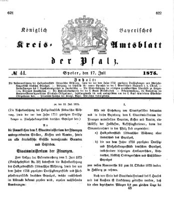 Königlich-bayerisches Kreis-Amtsblatt der Pfalz (Königlich bayerisches Amts- und Intelligenzblatt für die Pfalz) Samstag 17. Juli 1875