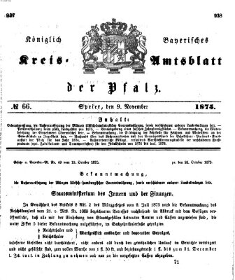 Königlich-bayerisches Kreis-Amtsblatt der Pfalz (Königlich bayerisches Amts- und Intelligenzblatt für die Pfalz) Dienstag 9. November 1875