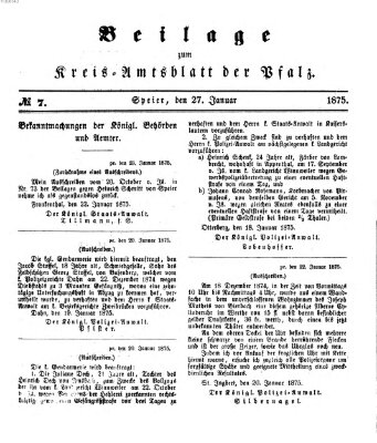 Königlich-bayerisches Kreis-Amtsblatt der Pfalz (Königlich bayerisches Amts- und Intelligenzblatt für die Pfalz) Mittwoch 27. Januar 1875