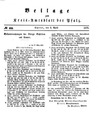 Königlich-bayerisches Kreis-Amtsblatt der Pfalz (Königlich bayerisches Amts- und Intelligenzblatt für die Pfalz) Samstag 3. April 1875