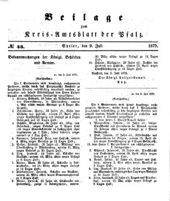 Königlich-bayerisches Kreis-Amtsblatt der Pfalz (Königlich bayerisches Amts- und Intelligenzblatt für die Pfalz) Freitag 9. Juli 1875