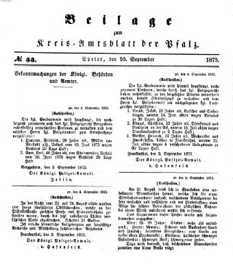 Königlich-bayerisches Kreis-Amtsblatt der Pfalz (Königlich bayerisches Amts- und Intelligenzblatt für die Pfalz) Freitag 10. September 1875