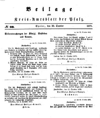 Königlich-bayerisches Kreis-Amtsblatt der Pfalz (Königlich bayerisches Amts- und Intelligenzblatt für die Pfalz) Mittwoch 20. Oktober 1875