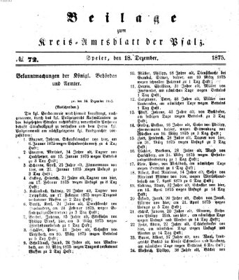 Königlich-bayerisches Kreis-Amtsblatt der Pfalz (Königlich bayerisches Amts- und Intelligenzblatt für die Pfalz) Samstag 18. Dezember 1875