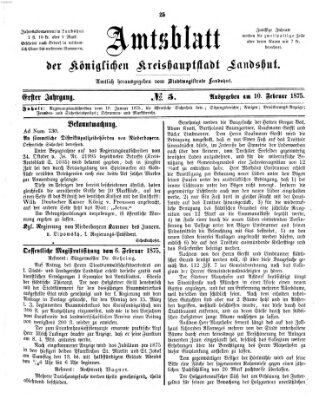 Amtsblatt der Stadt Landshut Mittwoch 10. Februar 1875