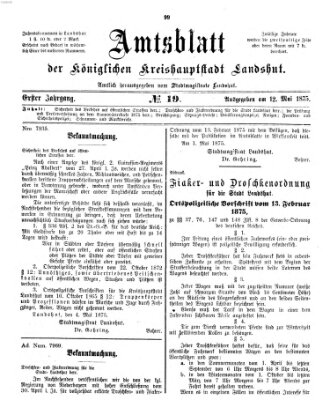 Amtsblatt der Stadt Landshut Mittwoch 12. Mai 1875