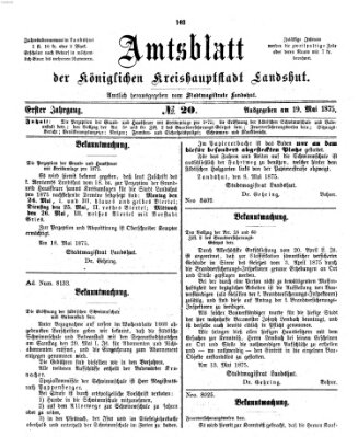 Amtsblatt der Stadt Landshut Mittwoch 19. Mai 1875