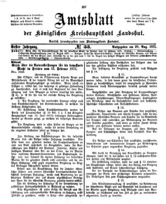 Amtsblatt der Stadt Landshut Freitag 20. August 1875