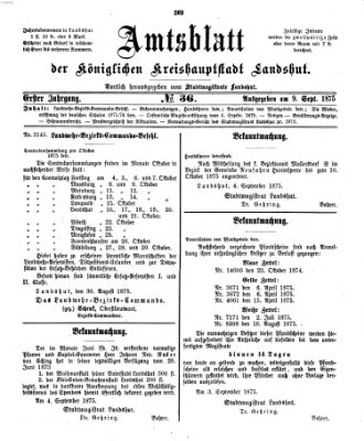 Amtsblatt der Stadt Landshut Donnerstag 9. September 1875