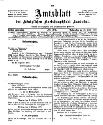 Amtsblatt der Stadt Landshut Donnerstag 16. September 1875