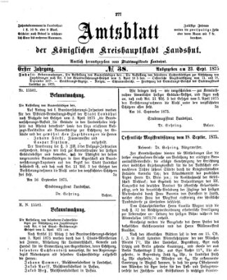 Amtsblatt der Stadt Landshut Donnerstag 23. September 1875