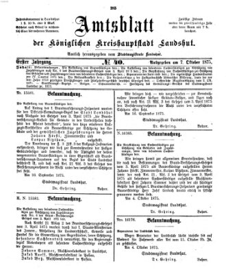 Amtsblatt der Stadt Landshut Donnerstag 7. Oktober 1875