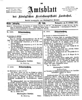 Amtsblatt der Stadt Landshut Donnerstag 21. Oktober 1875