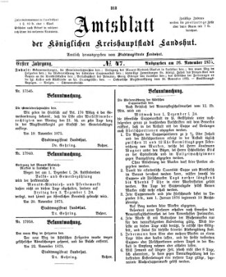 Amtsblatt der Stadt Landshut Freitag 26. November 1875