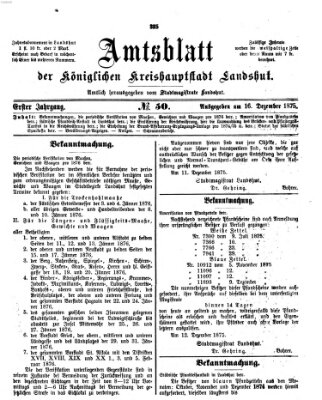Amtsblatt der Stadt Landshut Donnerstag 16. Dezember 1875