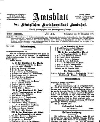 Amtsblatt der Stadt Landshut Donnerstag 23. Dezember 1875