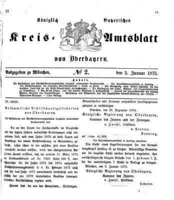 Königlich-bayerisches Kreis-Amtsblatt von Oberbayern (Münchner Intelligenzblatt) Dienstag 5. Januar 1875