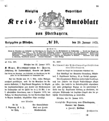 Königlich-bayerisches Kreis-Amtsblatt von Oberbayern (Münchner Intelligenzblatt) Freitag 29. Januar 1875