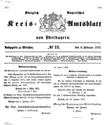 Königlich-bayerisches Kreis-Amtsblatt von Oberbayern (Münchner Intelligenzblatt) Dienstag 9. Februar 1875