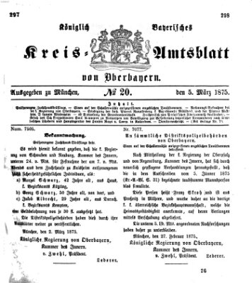 Königlich-bayerisches Kreis-Amtsblatt von Oberbayern (Münchner Intelligenzblatt) Freitag 5. März 1875