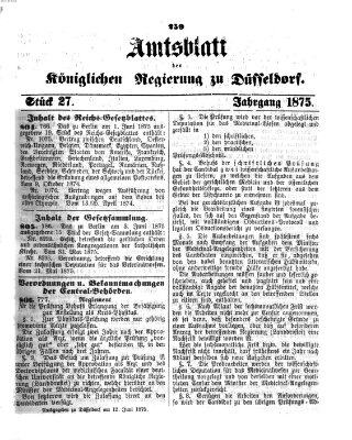 Amtsblatt für den Regierungsbezirk Düsseldorf Samstag 12. Juni 1875