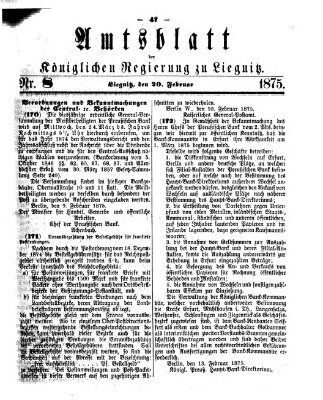 Amts-Blatt der Preußischen Regierung zu Liegnitz Samstag 20. Februar 1875