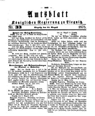 Amts-Blatt der Preußischen Regierung zu Liegnitz Samstag 14. August 1875