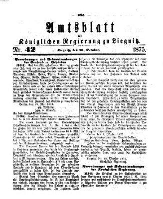 Amts-Blatt der Preußischen Regierung zu Liegnitz Samstag 16. Oktober 1875