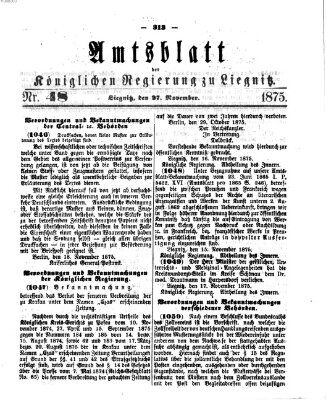 Amts-Blatt der Preußischen Regierung zu Liegnitz Samstag 27. November 1875