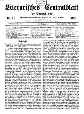 Literarisches Zentralblatt für Deutschland Samstag 2. Januar 1875