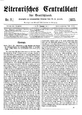 Literarisches Zentralblatt für Deutschland Samstag 9. Januar 1875