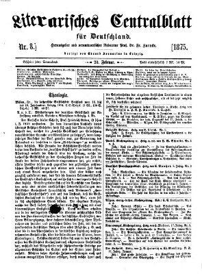 Literarisches Zentralblatt für Deutschland Samstag 20. Februar 1875