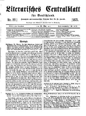 Literarisches Zentralblatt für Deutschland Samstag 29. Mai 1875