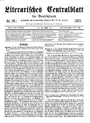 Literarisches Zentralblatt für Deutschland Samstag 26. Juni 1875