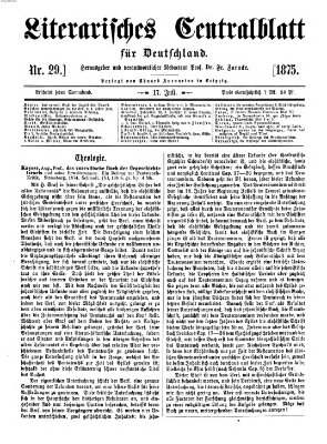 Literarisches Zentralblatt für Deutschland Samstag 17. Juli 1875