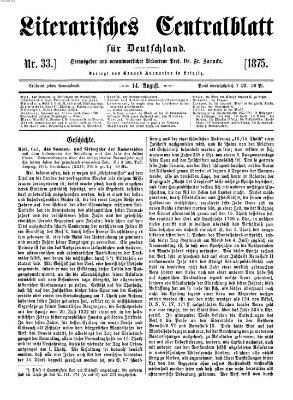 Literarisches Zentralblatt für Deutschland Samstag 14. August 1875