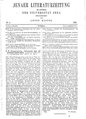 Jenaer Literaturzeitung Samstag 20. Februar 1875