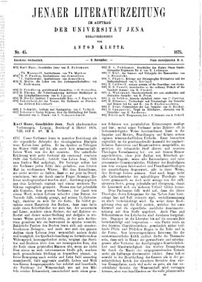 Jenaer Literaturzeitung Samstag 6. November 1875