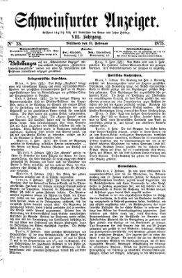 Schweinfurter Anzeiger Mittwoch 10. Februar 1875