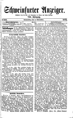 Schweinfurter Anzeiger Donnerstag 4. November 1875