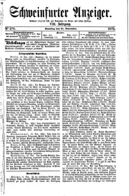 Schweinfurter Anzeiger Samstag 20. November 1875