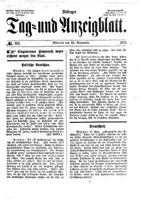 Dillinger Tag- und Anzeigeblatt (Tagblatt für die Städte Dillingen, Lauingen, Höchstädt, Wertingen und Gundelfingen) Mittwoch 22. September 1875
