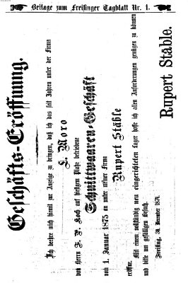 Freisinger Tagblatt (Freisinger Wochenblatt) Freitag 1. Januar 1875