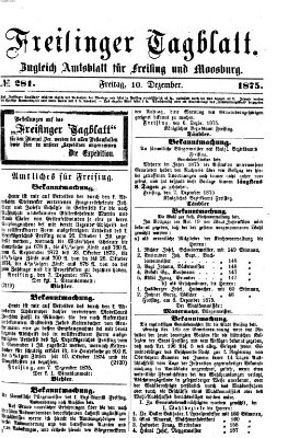 Freisinger Tagblatt (Freisinger Wochenblatt) Freitag 10. Dezember 1875