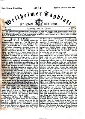 Weilheimer Tagblatt für Stadt und Land Dienstag 19. Januar 1875